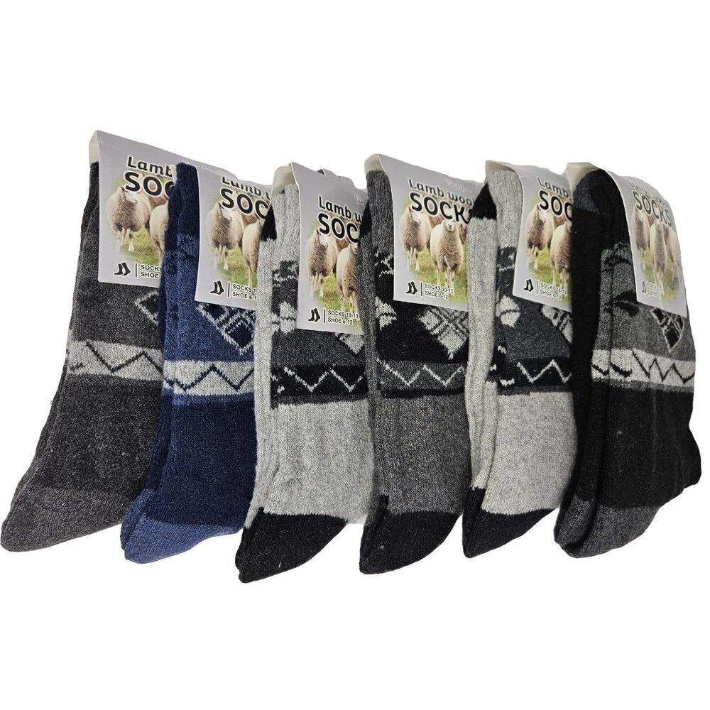 6 Pairs Men's Lamb Wool Socks, Thermal Warm Winter Boot Crew Socks, NEW